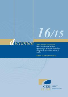 Dictamen 16/15 sobre el Proyecto de Decreto por el que se derogan diversas disposicionesde carácter general en el ámbito de las Políticas Activas de Empleo.